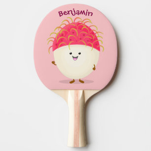 Raquette De Ping Pong Illustration mignon du ramboutan rose