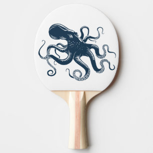 Raquette De Ping Pong Illustration nautique de la pieuvre bleue marine