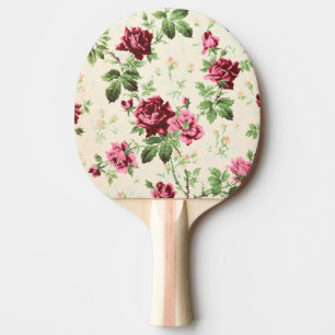 Raquette De Ping Pong Illustration vintage des roses sur une base neutre