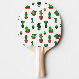 Raquette De Ping Pong Illustrations de cactus mignons sur fond blanc