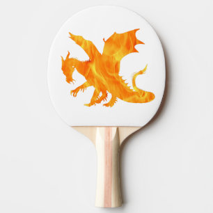 Raquette De Ping Pong Image stylisée de Dragon en flamme