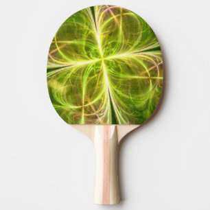 Raquette De Ping Pong Imaginaire Abstrait Quatre Feuilles Vert Jaune Clo