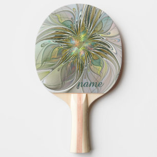 Raquette De Ping Pong Imaginaire floral Art moderne Fractal Flower Gold