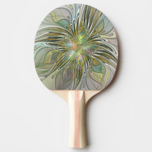 Raquette De Ping Pong Imaginaire Floral Fleur Art Fractal Moderne Avec O