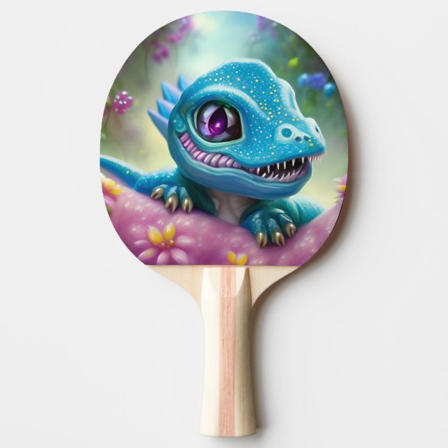 Raquette De Ping Pong Imaginaire Kawaii mignon et adorable bébé dragon (Devant)