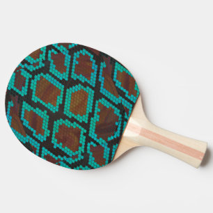 Raquette De Ping Pong Impression Brown et Turquoise de serpent