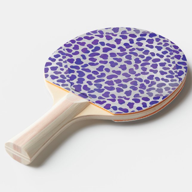 Raquette De Ping Pong Impression dalmate violet et blanche (Devant Angle)