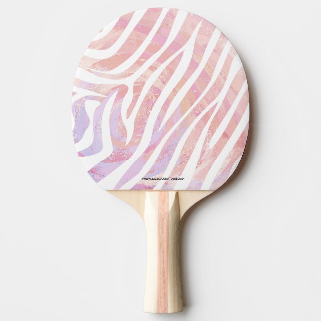 Raquette De Ping Pong Impression rose et blanc Zebra (Devant)
