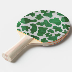 Raquette De Ping Pong Impression verte et blanche de vache