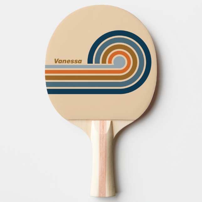 Raquette De Ping Pong Indigo Horizon Curl Stripes avec nom (Devant)
