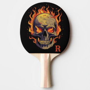 Raquette De Ping Pong Initiale de monogramme de crâne gothique sombre da