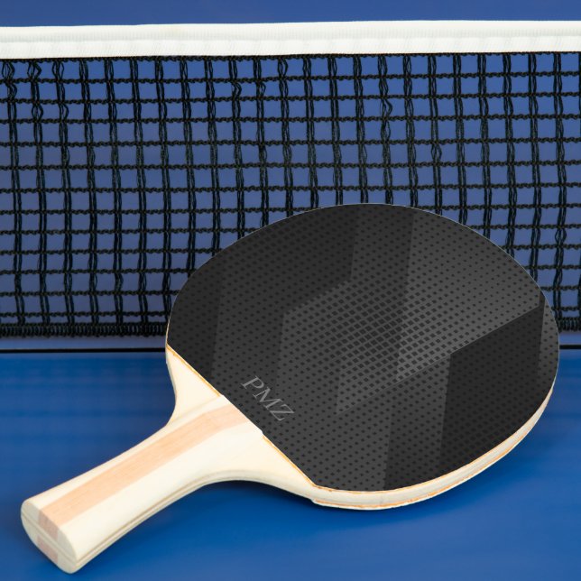 Raquette De Ping Pong Initiales Géométriques Noir Élégant (Insitu)