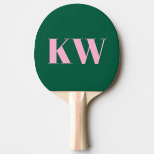 Raquette De Ping Pong Initiales Monogramme Rose Vert Moderne Personnalis