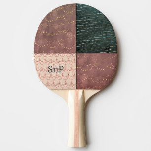 Raquette De Ping Pong Initiales personnalisées Conception 3 Motifs