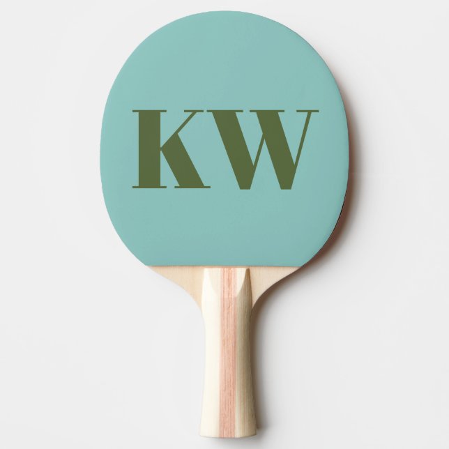 Raquette De Ping Pong Initiales Personnalisées Monogramme Moderne Bleu V (Devant)