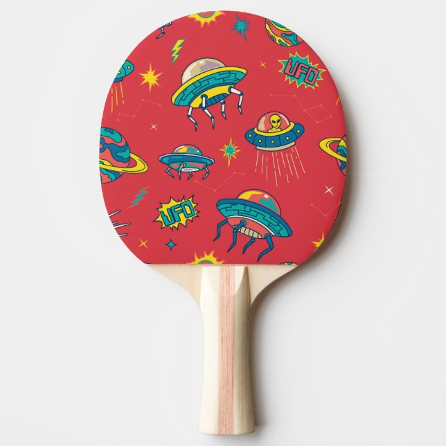 Raquette De Ping Pong Inventaires d'espace UFO rétro (Devant)