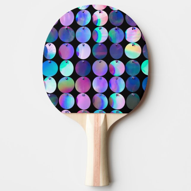 Raquette De Ping Pong Iridescente métallique Cercles bleu pourpre (Devant)