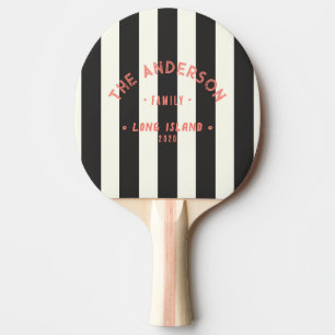 Raquette De Ping Pong Ivoire bord de mer et rayure noir chaud & Nom de f