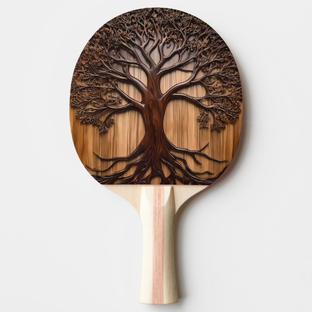 Raquette De Ping Pong Jacaranda Tree Bois de la sculpture, (Devant)