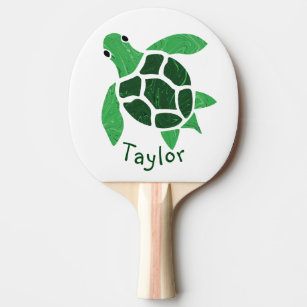 Raquette De Ping Pong Jade Green Sea Turtle Mosaic avec nom Golf Balls