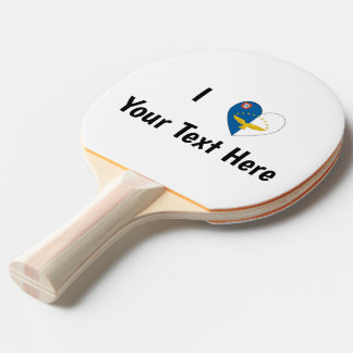Raquette De Ping Pong J'aime (Cœur de drapeau azorien) Personnalisé 