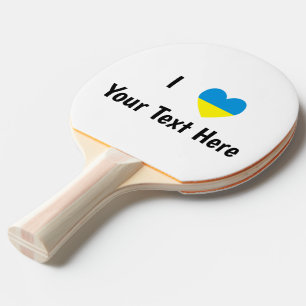 Raquette De Ping Pong J'aime (Cœur Drapeau Ukrainien) Texte Personnalisé