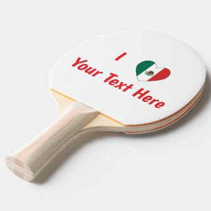 Raquette De Ping Pong J'aime (Drapeau mexicain en forme de cœur) Votre T