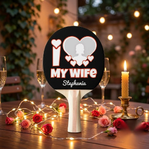 Raquette De Ping Pong J'aime ma femme personnalisé – Ajouter nom et phot