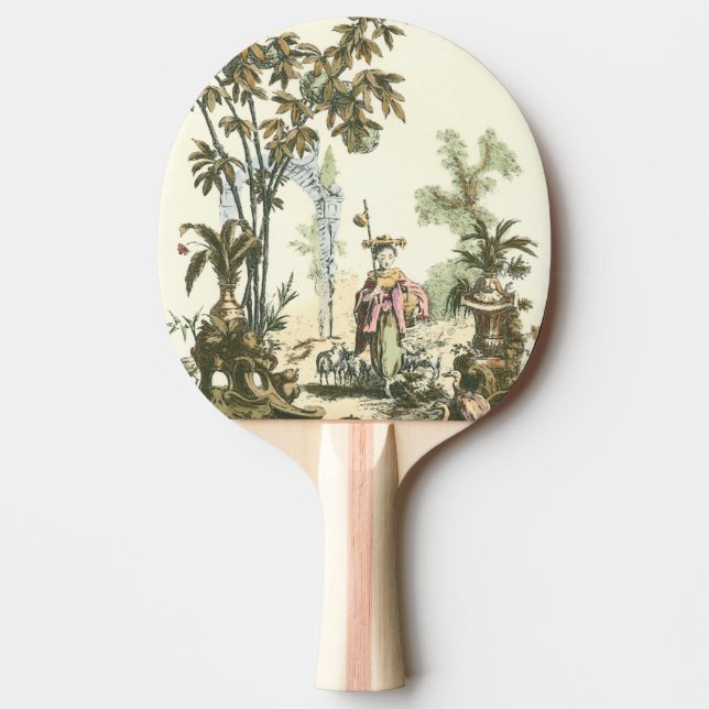 Raquette De Ping Pong Jardin asiatique avec femme et animaux (Devant)