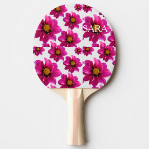 Raquette De Ping Pong Jardin Floral Rose Nom Personnalisé Imprimé Partou