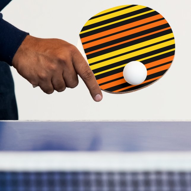 Raquette De Ping Pong Jaune et orange rayures verticales noires   (Insitu)