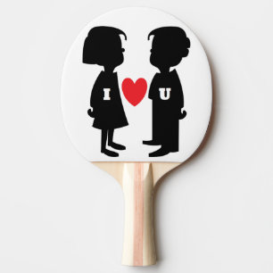RAQUETTE DE PING PONG "JE T'AIME" GARÇON ET FILLE