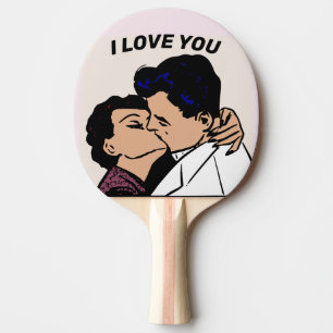 RAQUETTE DE PING PONG JE T'AIME, RETRO COUPLE PING PONG PADDLE
