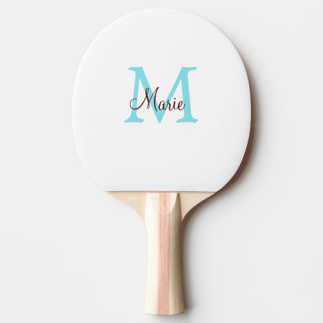 Raquette De Ping Pong jeté simple minimal ajouter nom monogramme rose ro (Devant)
