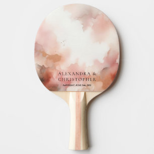 Raquette De Ping Pong Jeu de mariage Rose Gold Dust Watercolor Signature