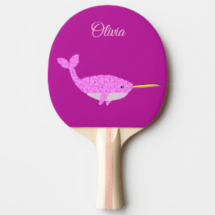 Raquette De Ping Pong Joli bébé rose fille Narwhal Nom personnalisé