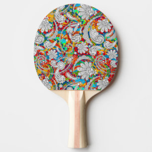 Raquette De Ping Pong Joli cachemire blanc coloré vintage motif jigsa