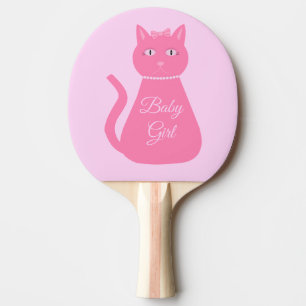 Raquette De Ping Pong Joli chat fille rose sur mesure