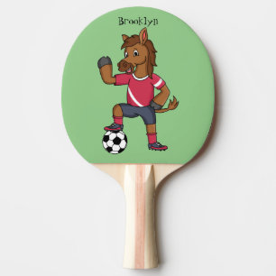 Raquette De Ping Pong Joli cheval drôle jouant dessin de football