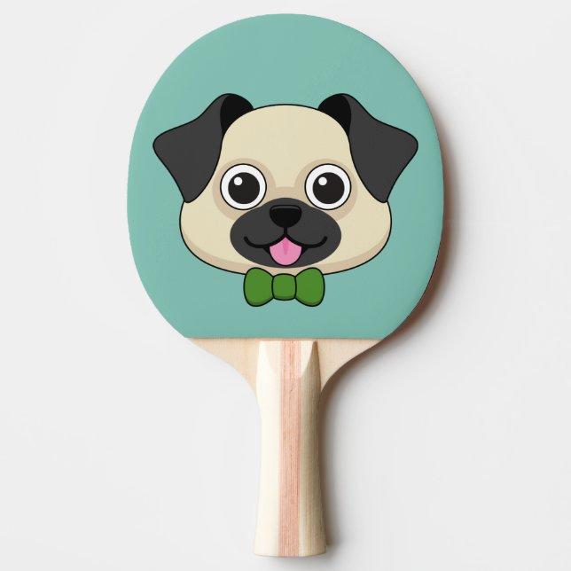 Raquette De Ping Pong Joli chien Carlin avec Papillon (Devant)