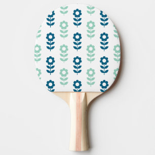Raquette De Ping Pong Joli design girly Fleurs de marguerite sarcelle et