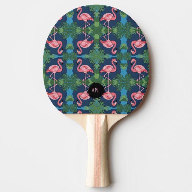 Raquette De Ping Pong Joli Flamant rose rose avec nom (Devant)