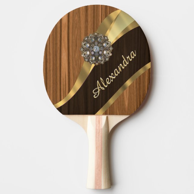 Raquette De Ping Pong Joli grain personnalisé en bois de pin de faux (Devant)