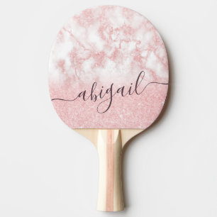 Raquette De Ping Pong Joli marbre rose or parties scintillant à dégrad