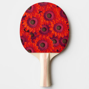Raquette De Ping Pong Joli motif de fleurs rouges