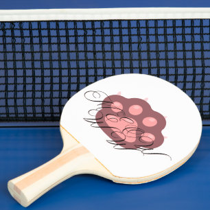 Raquette De Ping Pong Joli Patte de Chat « MIAOU » Calligraphie – Adora