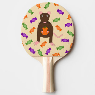 Raquette De Ping Pong Joli rat et citrouille d'Halloween