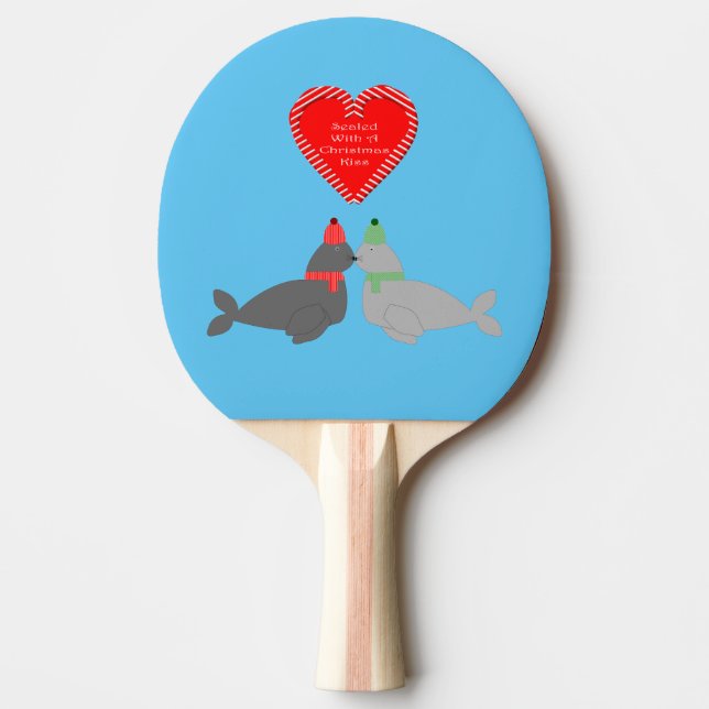 Raquette De Ping Pong Joli Seals de baiser de Noël (Devant)
