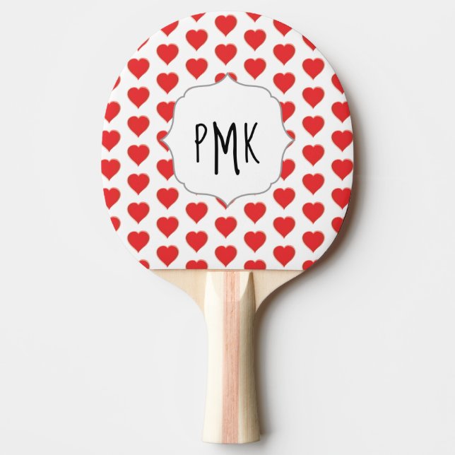 Raquette De Ping Pong Joli Stylish Red Heart Monogram Initiales tendance (Devant)