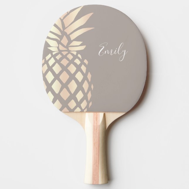 Raquette De Ping Pong Jolie élégante cuivre rose or ananas & gris (Devant)